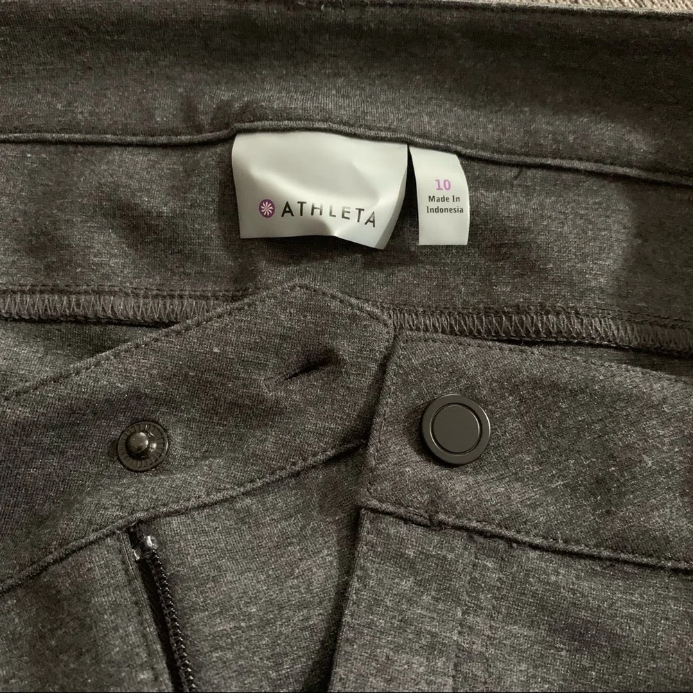NWT ATHLETA Charcoal Grey Ponte Skinny Pant Sz 10
